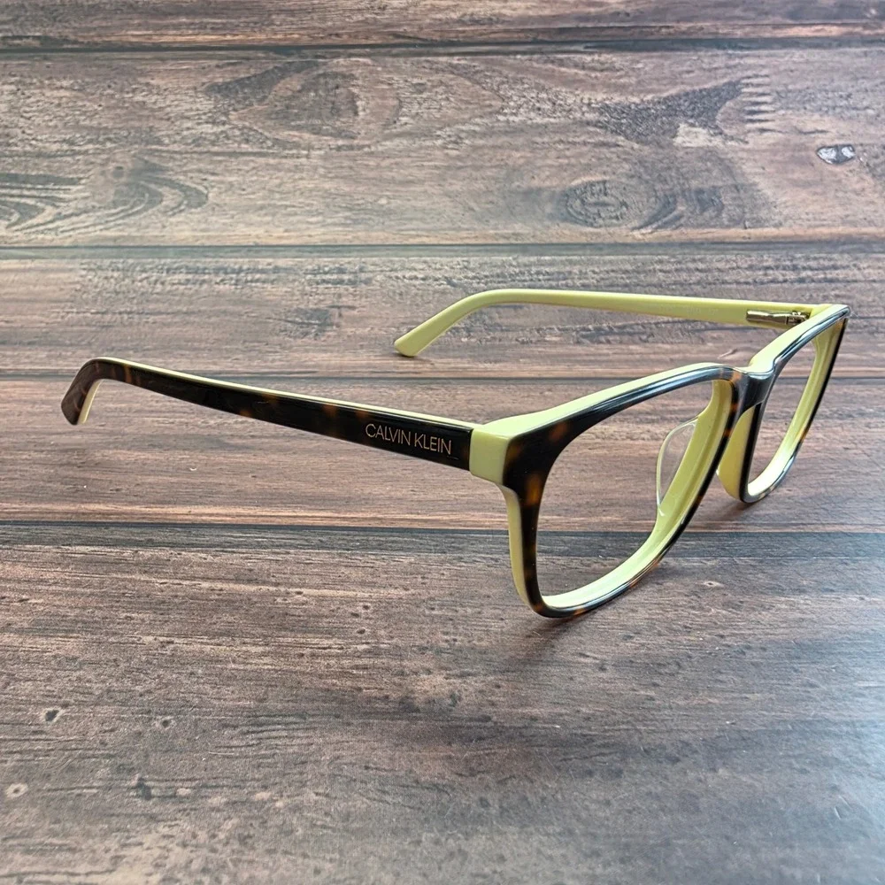 Calvin Klein CK18515 241 Tortoise Lime Green Square Eyeglasses Frames 53-15-135
